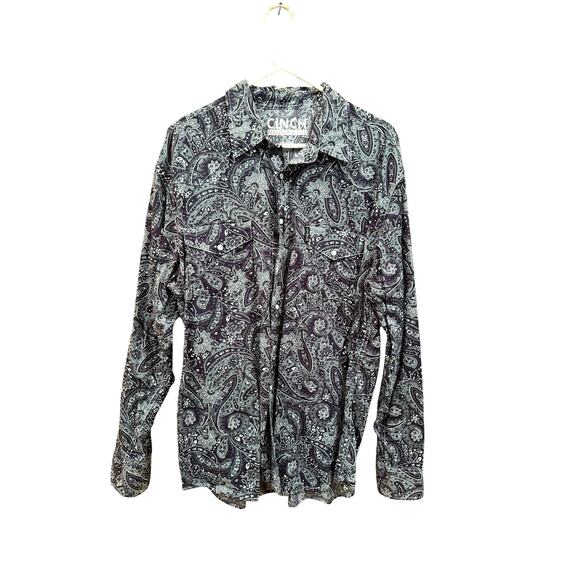 Cinch Modern Fit Pearl Snap Button Down Shirt Size Men’s Large - Picture 2 of 5